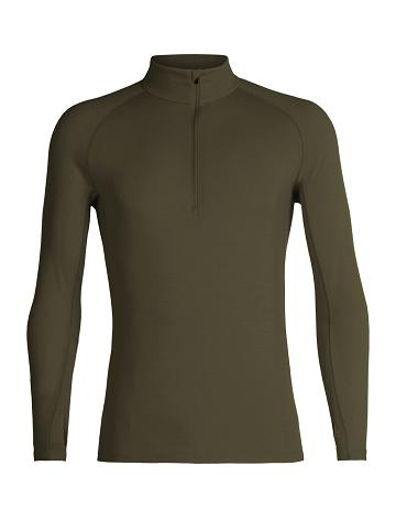 Men's Icebreaker BodyfitZone™ Merino 200 Zone Thermal Long Sleeve Half Zip Top Base Layers Loden | CA 1612HAPK